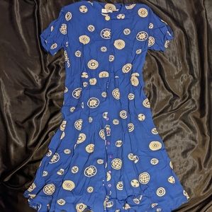 Liz Claiborne | Petite Blue Patterned Button Up Dress